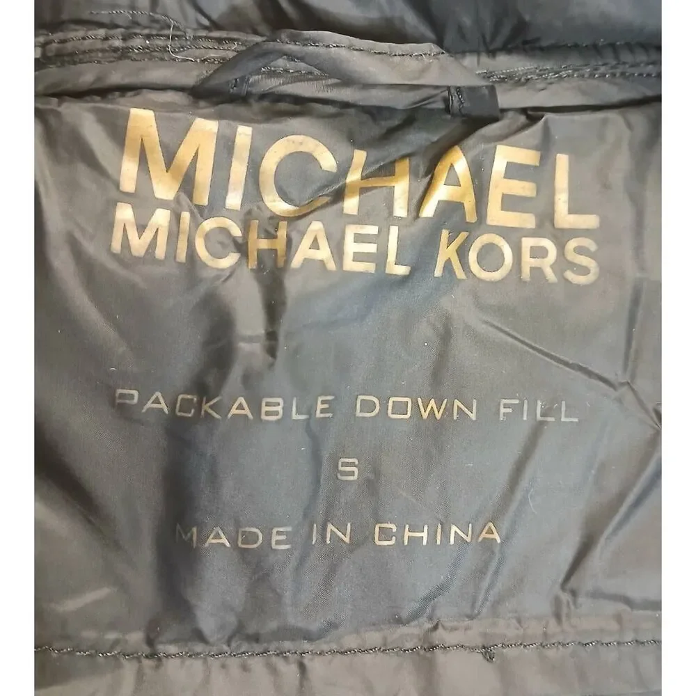 Michael kors womens small down jacket packable hoodie jacket leopard
